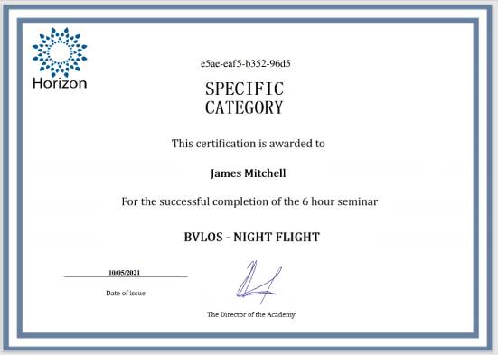 Certificate of Special category of flight operations
			class=