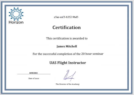 Certificate of UAV flight instructor
			class=